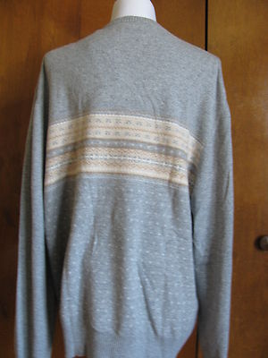 Bloomingdales men's combo gray beige cashmere crewneck sweater  size XXL New