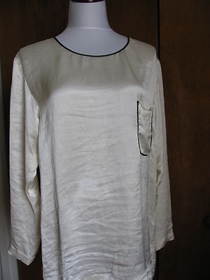 Theory women's pearl white long sleeves blouse Large New