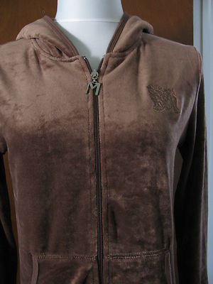 Max Sport Women's Brown Velour Sportswear Hooded Sweater Medium