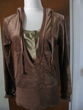 Max Sport Brown Velour Sportswear Hooded Sweater Medium 