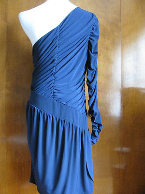 Laundry By Design Women's Navy Evening One Shoulder Lined Dress Size 12 