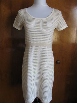  Anthropologies women's beige white dress medium 