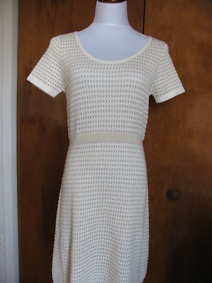  Anthropologies women's beige white dress medium 