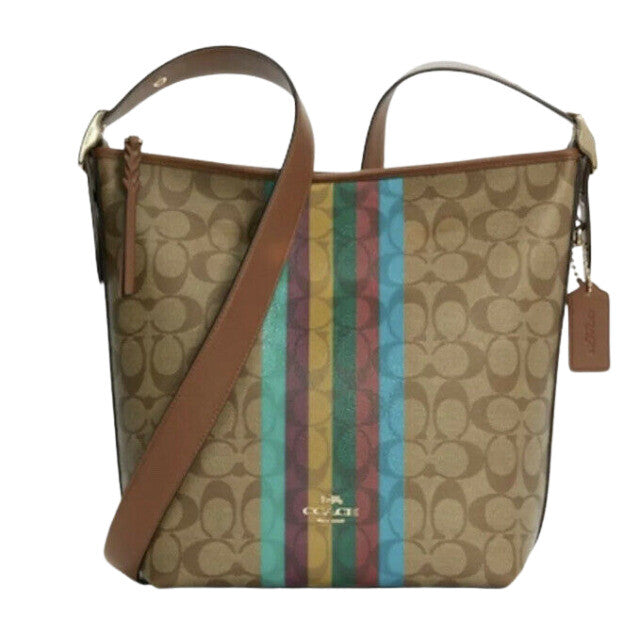 Coach Val Duffle In Signature Canvas With Stripe Handbag Style C5641